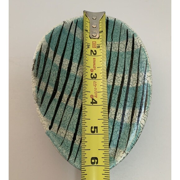 MCM Dumler & Breiden Art Pottery Blue White & Black Crackled Dish Bowls Set Of 3 - Picture 8 of 8